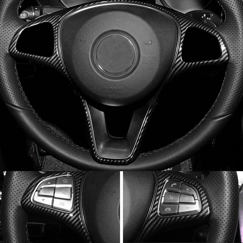 Viền Bọc Bảng Điều Khiển Vô Lăng Xe Hơi Bằng Sợi Carbon Cho Mercedes Benz W213 W205 X253 C E GLC 2014-2017