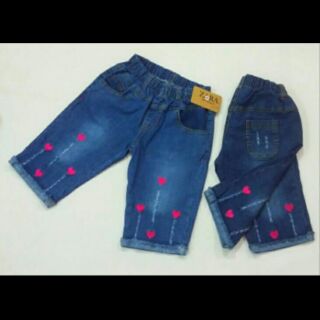 Quần lửng jeans thêu tim 22-38kg