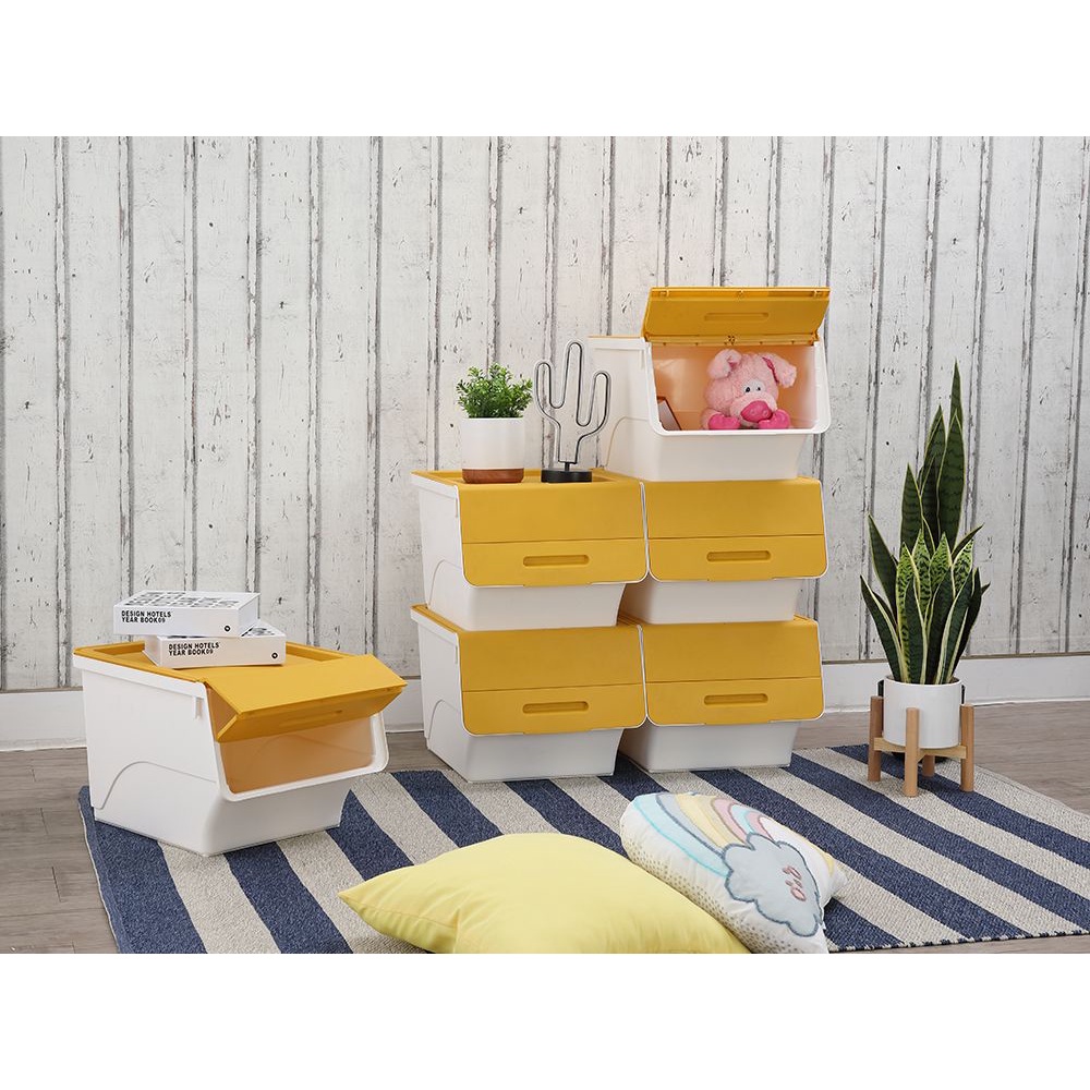 Thùng lưu trữ đa năng bằng nhựa PP cao cấp, có nắp OTELLO 34 Lít  màu vàng Index Living Mall Nhập khẩu Thái Lan