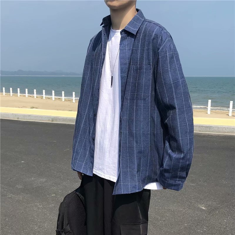 Korean Fashion Long Sleeve Shirt For Men Size S-3Xl