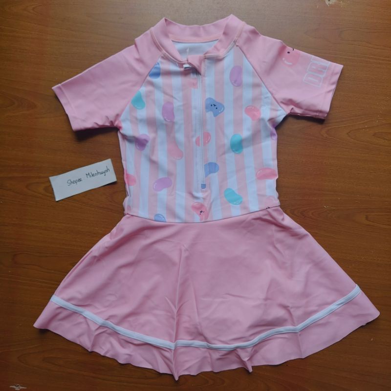 Đồ bơi kiểu váy cho bé họa tiết hạt đậu sắc màu siêu dễ thương YLIKE 1136, có quần lót đùi liền bên trong tiện lợi