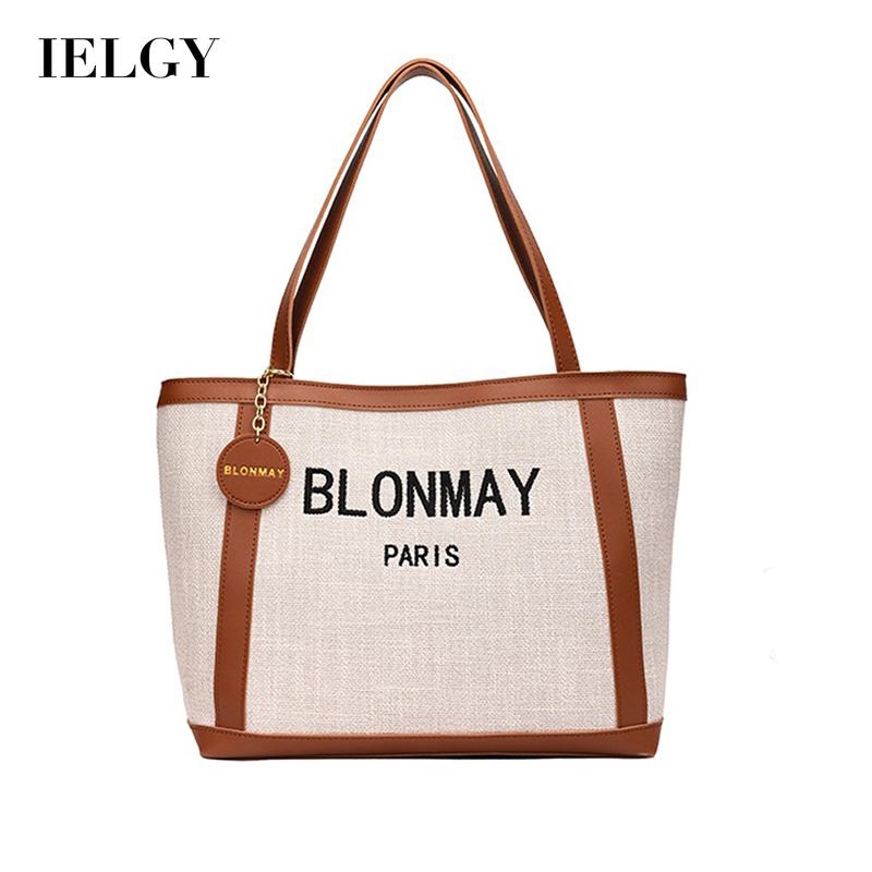 Túi đeo vai IELGY vải canvas cỡ lớn in chữ màu sắc thời trang cho nữ