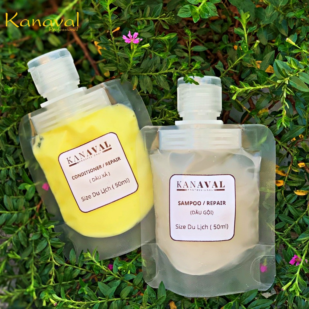 Combo Dầu Gội Dầu Xả Kanaval Hương Nước Hoa Giảm Rụng Tóc Kích Thích Mọc Tóc Size Du Lịch 50ml