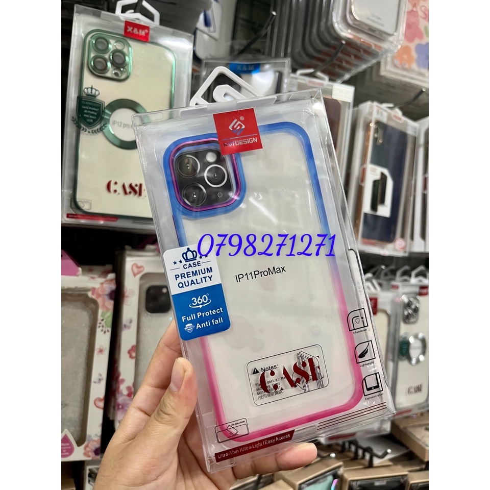 CHÍNH HÃNGỐp lưng KST lưng cứng viền dẻo màu cầu vồng cho iphone 11 12 13 PRO / MAX