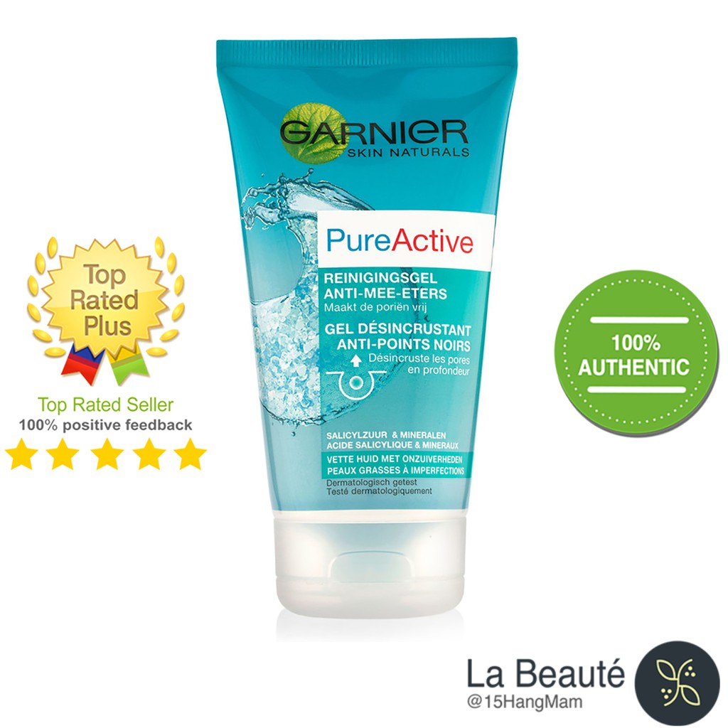 Garnier PureActive Gel Désincrustant Anti-Point Noirs - Sữa Rửa Mặt Giảm Mụn Đầu Đen 150ml