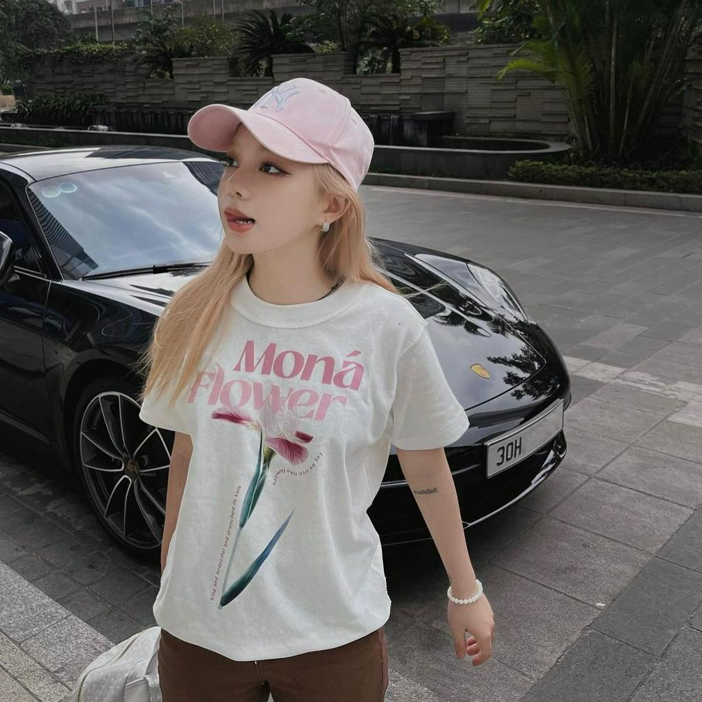 Áo Thun Form Fit họa tiết hoa Chất Thun Co Dãn SHINE CLOTHES , Áo thun baby tee FLOWER BLOOM NHIỀU MÀU