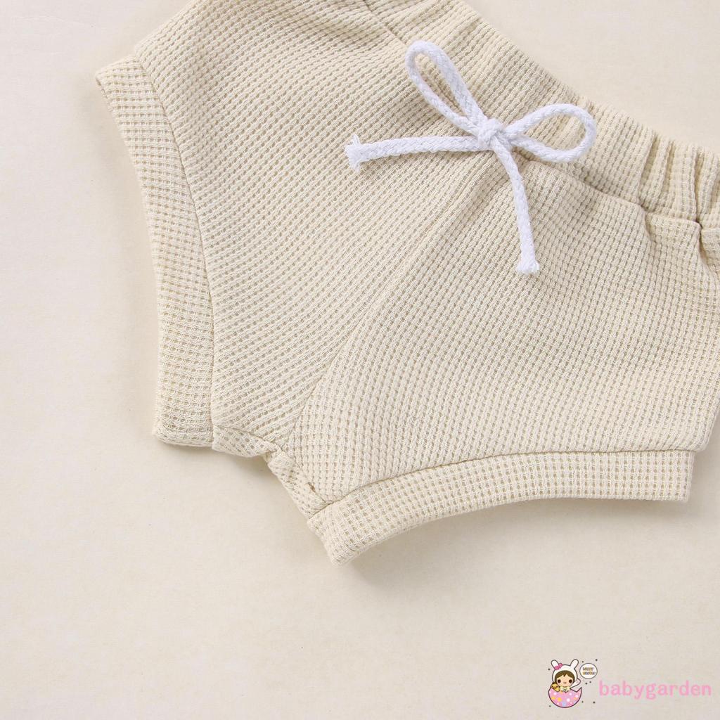 Set Áo Thun Ngắn Tay Cổ Tròn + Quần Short Lưng Cao 2 Món Thời Trang Cho Bé 0-24 Tháng Tuổi