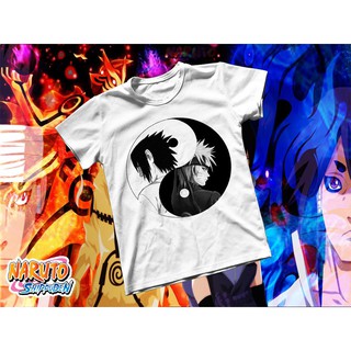 Áo thun Cotton Unisex - Anime - Naruto - Naruto và Sasuke