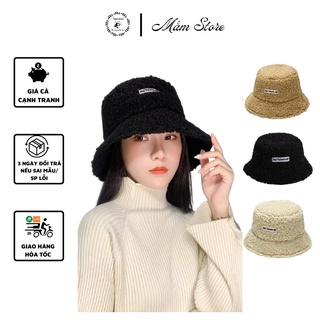 Nón Bucket Lông Cừu TẶNG 1 Đôi Tất Cổ Ngắn