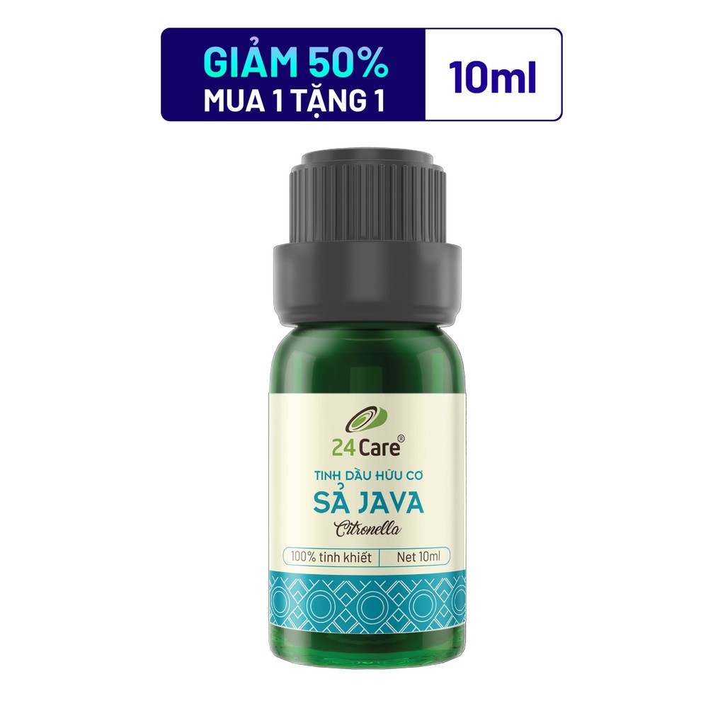 [MUA 1 TẶNG 1] Tinh dầu Sả Java 24Care nguồn gốc thiên nhiên 10ml - thơm phòng, đuổi muỗi