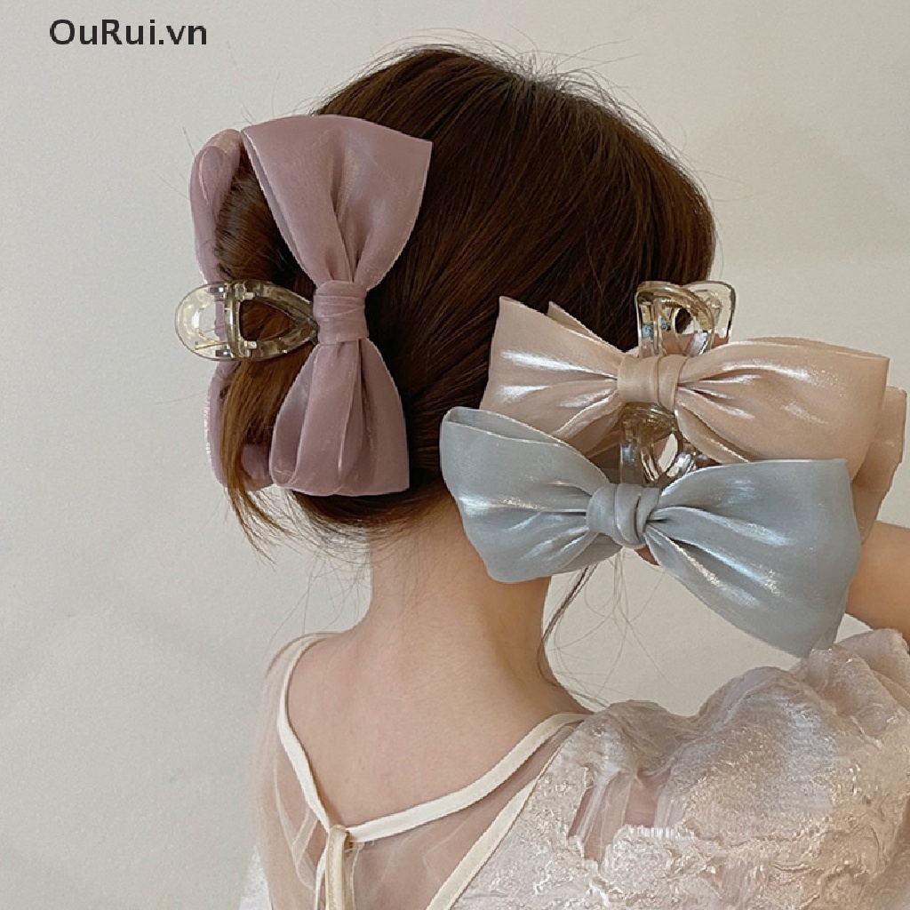 {RUI} Kẹp Tóc Nơ Lưới Thanh Lịch Phong Cách Hàn Quốc Cho Nữ {OuRui.vn}
