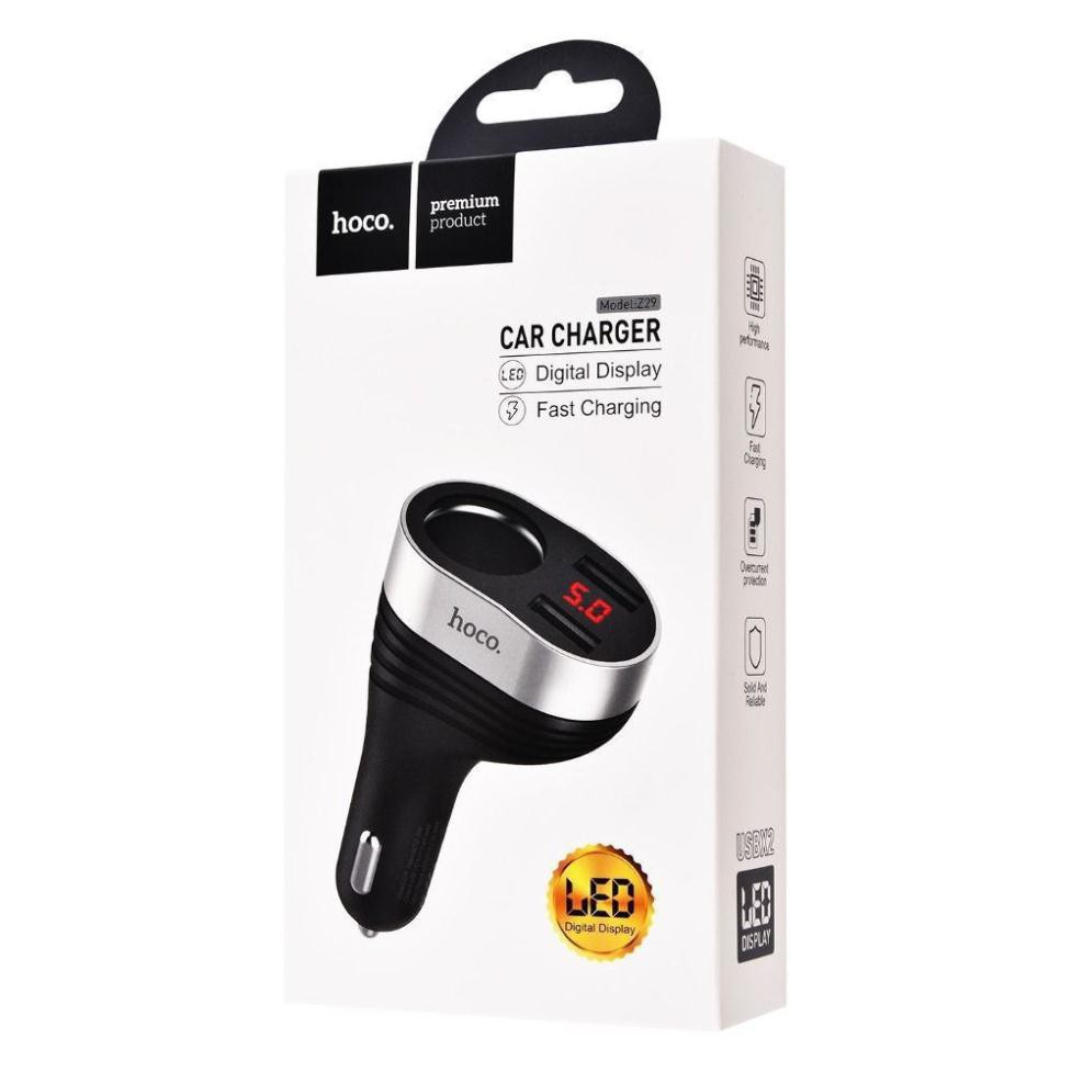 Tẩu sạc xe hơi có đèn led báo dòng Hoco Z29 chính hãng BH 12 tháng