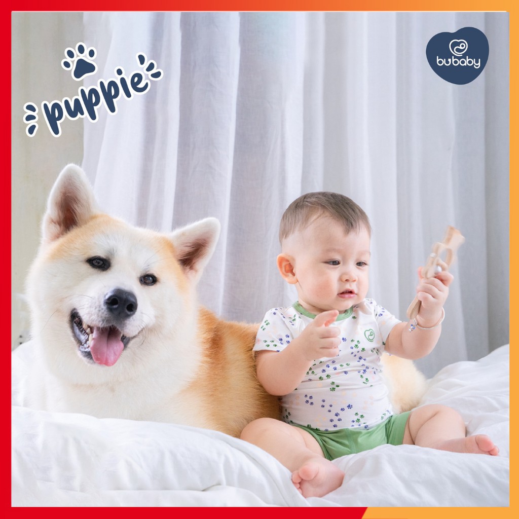 Bộ quần áo trẻ em ngắn tay cài vai Bambus Puppie BU - Bu Bình Dương - Bu chính hãng