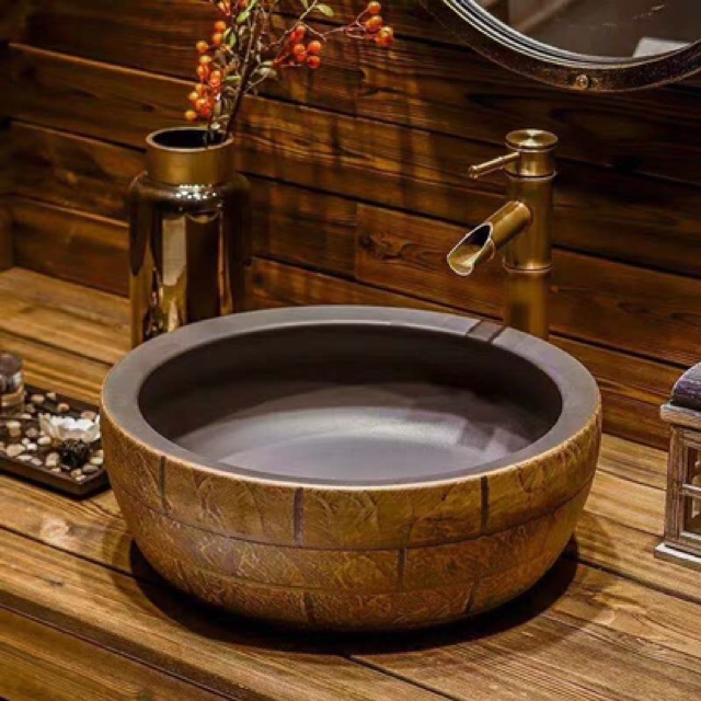 Chậu sứ để trên mặt bàn, chậu hoa văn, chậu lavabo, chậu đặt bàn