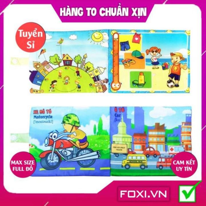 ComBo 2 Sách Vải Giáo dục mầm non-Chủ đề Giao thông và Thời tiết-giáo cụ cho bé sơ sinh hay nhất