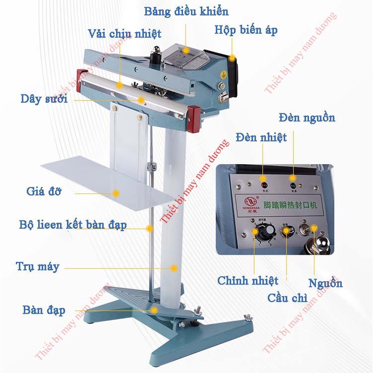 Máy hàn miệng túi dập chân 500 mm