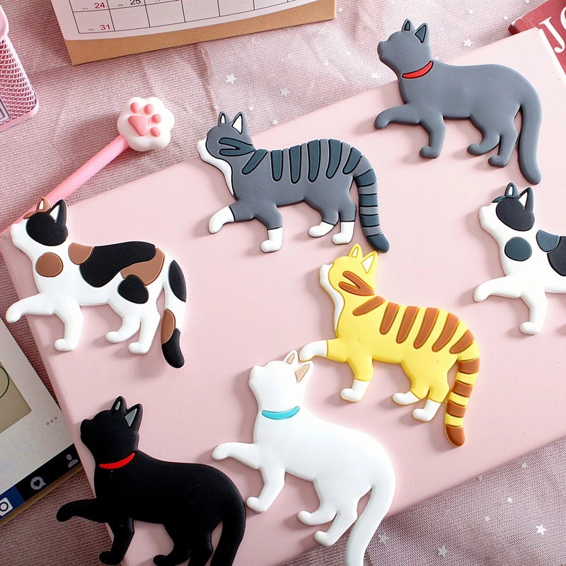 Cute  Multifunction Cat Magnetic Refrigerator Sticker / Fridge Magnet Hanging Hook /Refrigerator Sticker Note Holder Creative Hooks For Home Decorations