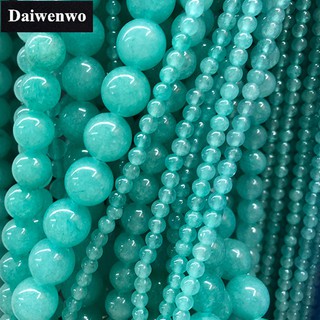 Hạt đá mã não màu xanh lơ ICY hình tròn 4-12mm làm thủ công