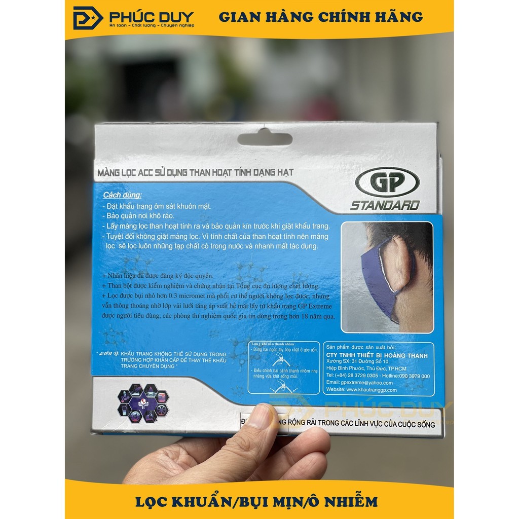 Khẩu trang GP than hoạt tính Hoàng Thanh Standard đeo tai