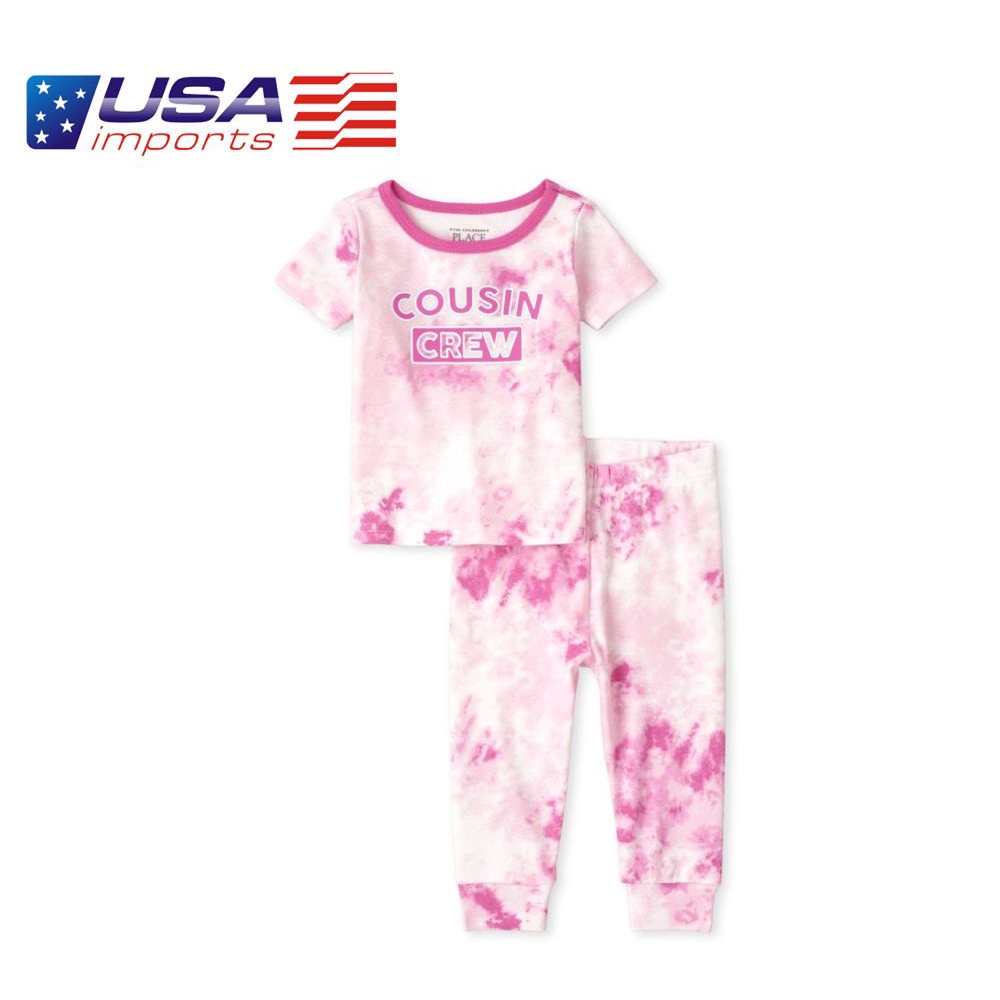 Set đồ ngủ mặc nhà tay ngắn phôm ôm hồng loang Children's Place Auth Từ Mỹ