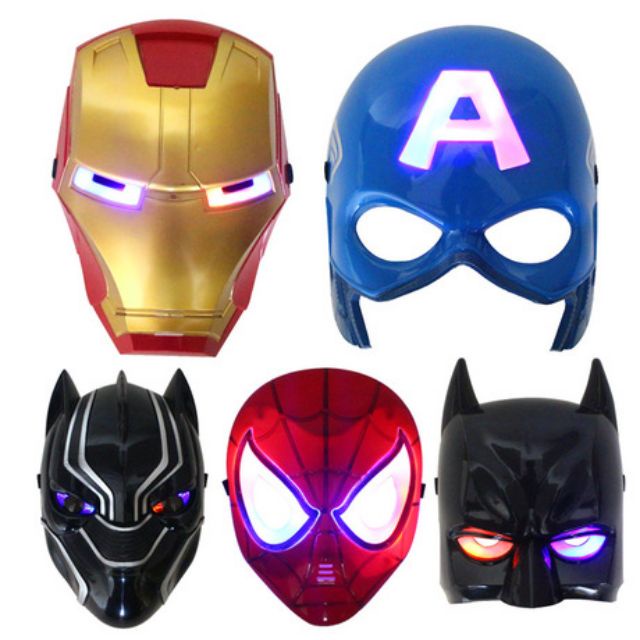 (20 mẫu)Mặt Nạ SIÊU NHÂN Phát Sáng Trong Avengers biệt đội siêu anh hùng Spider man, Captain America,Batman
