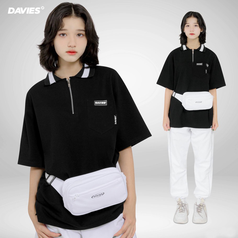 [Mã SKAMCLU7 giảm 10% Tối Đa 50K đơn 0Đ] Áo polo unisex form rộng màu đen High Low local brand DAVIES | WebRaoVat - webraovat.net.vn