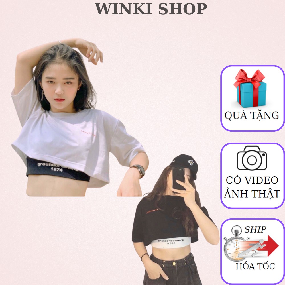 Bộ 2 Áo Thun Croptop GROUNDBREAKING 1974, Croptop nữ