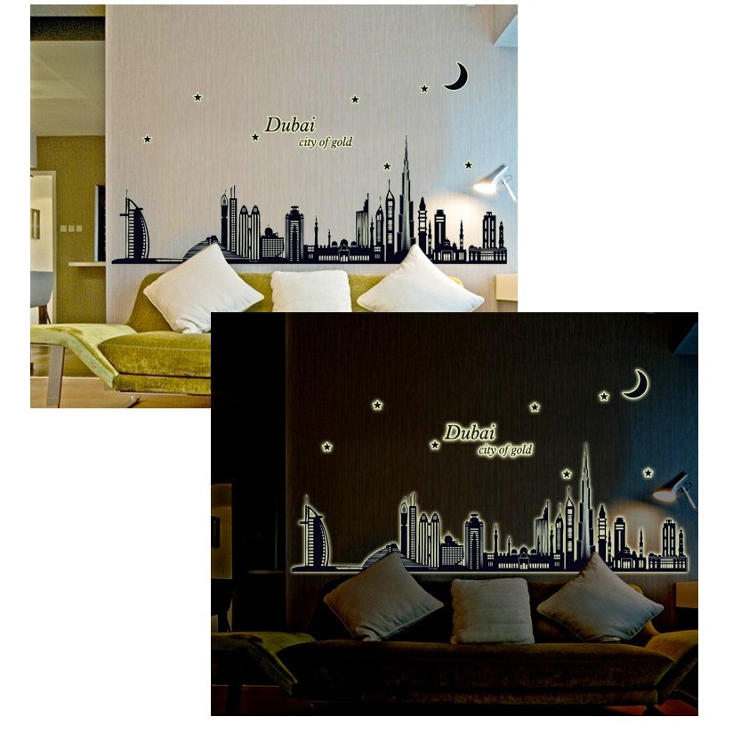 Decal dán tường Dạ quang ⚡ FREESHIP ⚡ Dubai dán trang trí phòng ngủ, phòng khách tại HCM