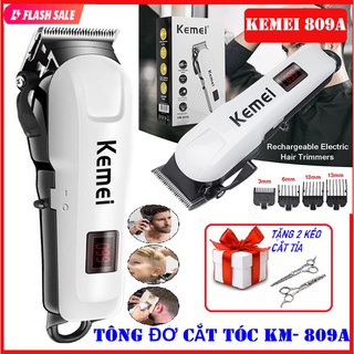 Tông đơ cắt tóc không dây KEMEI KM-809A chuyên nghiệp màn hình LCD hiển thị pin, cắt được lông cho thú cưng, chó, mèo