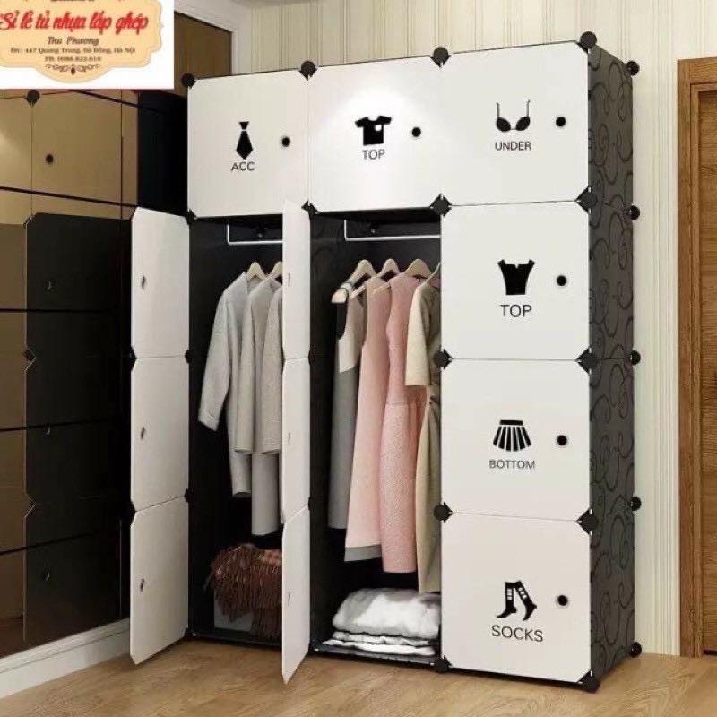 TỦ NHỰA GHÉP 12 Ô SÂU 47cm. Tặng 2 treo đồ. Mẫu bán chạy nhất