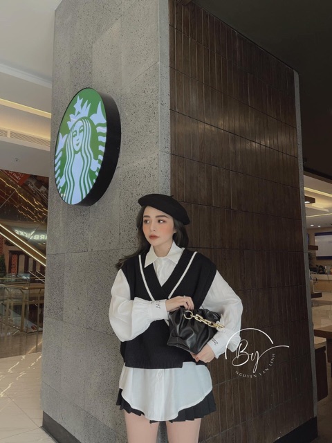 BÁN SỈ ÁO GHILE LEN VIỀN KÈM SƠ MI CHO NỮ