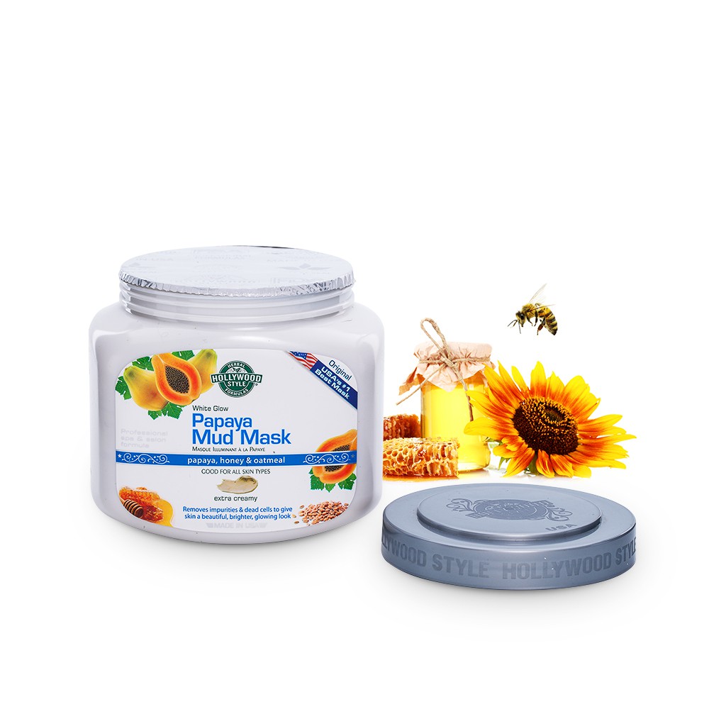 Mặt nạ trắng da chiết xuất đu đủ White Glow Papaya Mud Mask Hollywood Style 600g | BigBuy360 - bigbuy360.vn