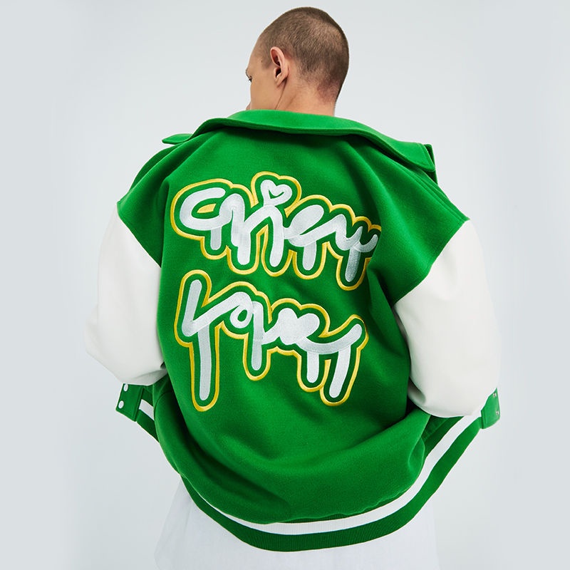 Áo Khoác Bóng Chày Dáng Rộng Thêu Hình Phong Cách Âu Mỹ 2021 Cho Cặp Đôi