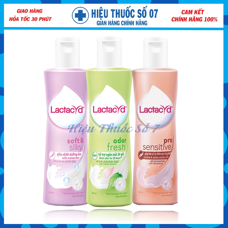 Dung dịch vệ sinh phụ nữ Lactacyd các loại Soft &amp; Silky, Odor Fresh,  Pro Se, Pro sensitive (chai 250ml)