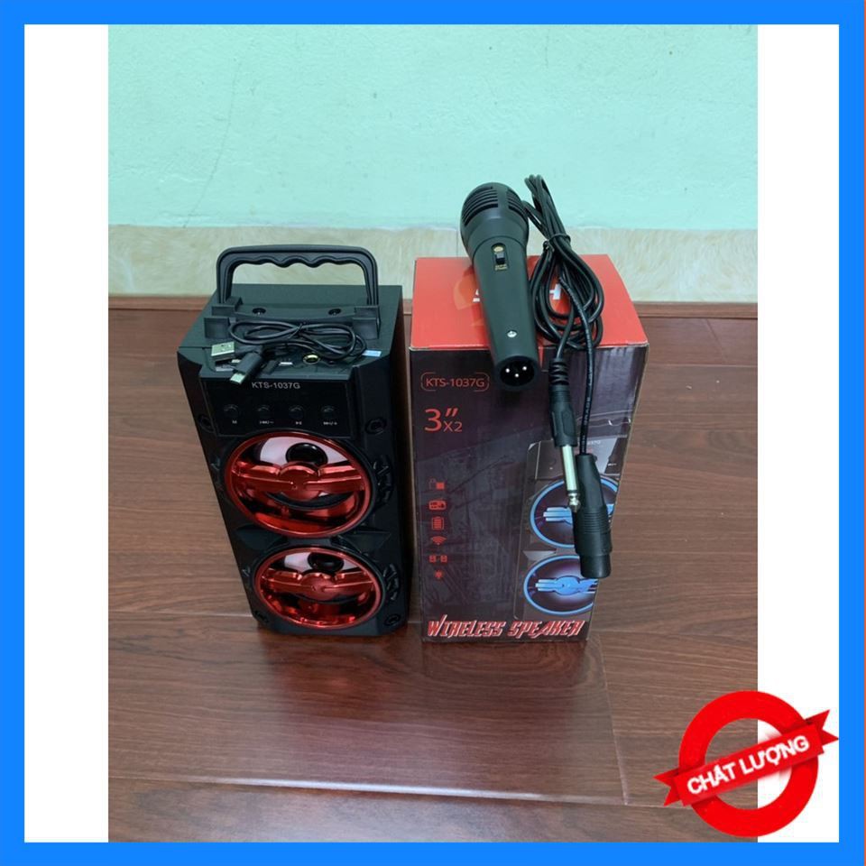 [SIÊU RẺ] Loa Bluetooth Hát Karaoke KTS - 1037G Tặng Kèm Mic Có Dây Chất Lượng