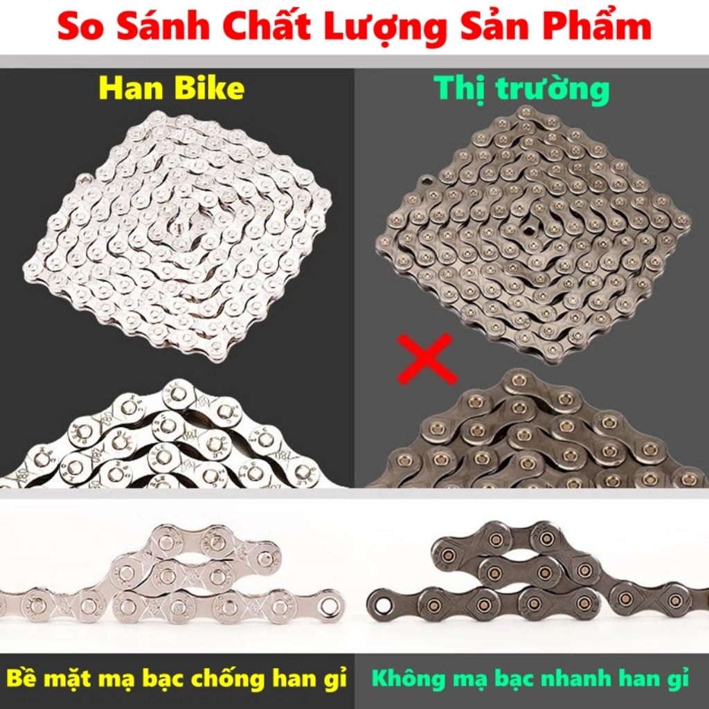 Xích Xe Đạp - Dây Sên Xe Đạp Thể Thao 6-7-8 Tốc Độ Mạ Bạc Chống Gỉ Hàng Cao Cấp