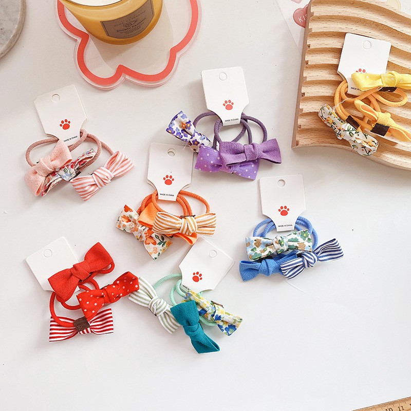 Bộ 3 dây buộc tóc đính hoa nhiều màu sắc dành cho bé gái