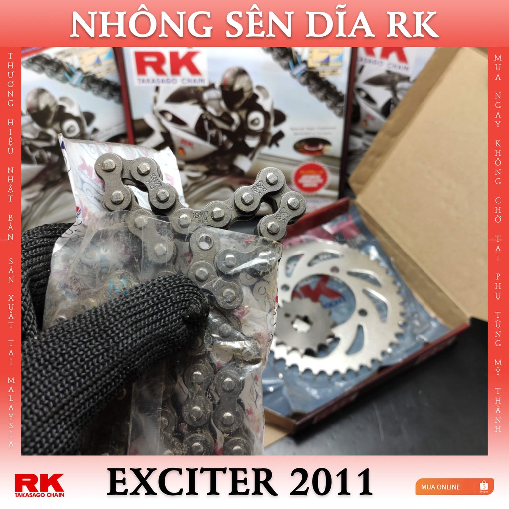 Nhông sên dĩa RK xe Exciter 135 đời 2011-2014 chính hiệu