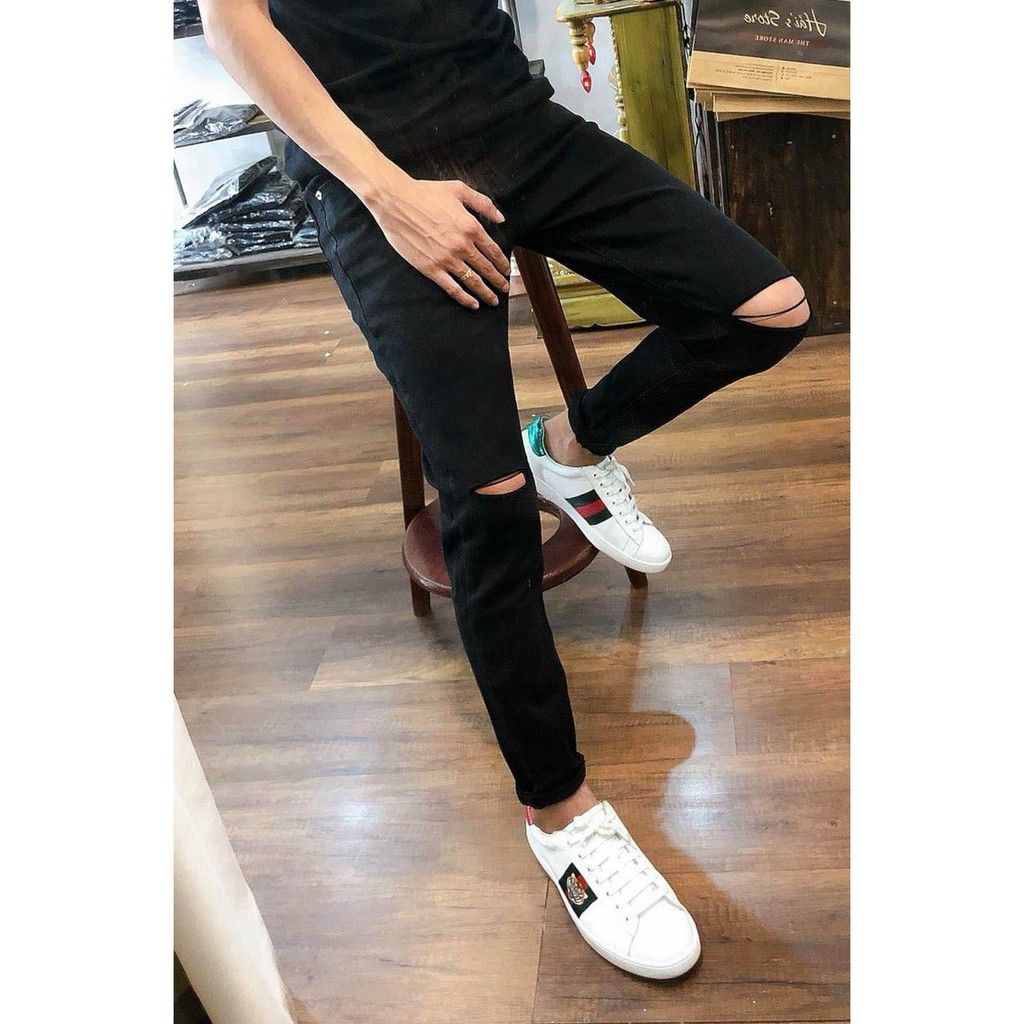 Quần jean nam rách co giãn, quần bò nam size lớn
