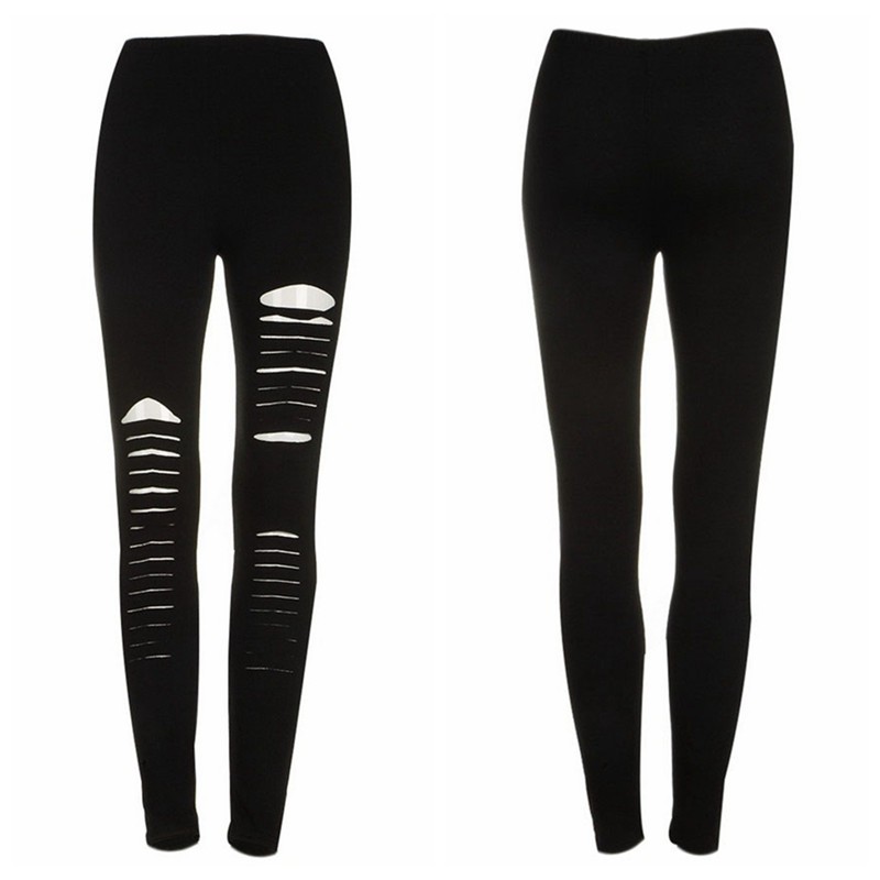 Quần Legging Đen Kẻ Sọc Phong Cách Gothic Quyến Rũ Cho Nữ