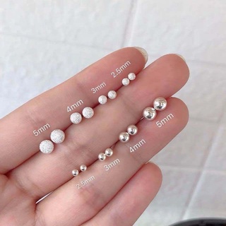 Bông tai, khuyên tai bạc S925 unisex nam nữ tròn nhiều size hạt bi mindot basic