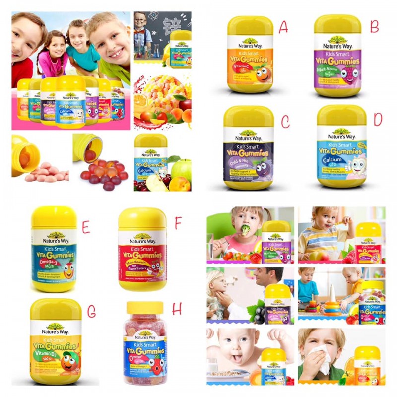 [Hàng chuẩn Úc] Kẹo dẻo bổ sung dầu cá cho bé Nature's way kids smart vita gummies omega-3 DHA fish oil của Úc