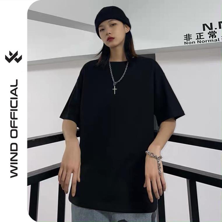 Áo thun tay lỡ unisex form rộng phông Basic nam nữ phong cách ulzzang Wind *