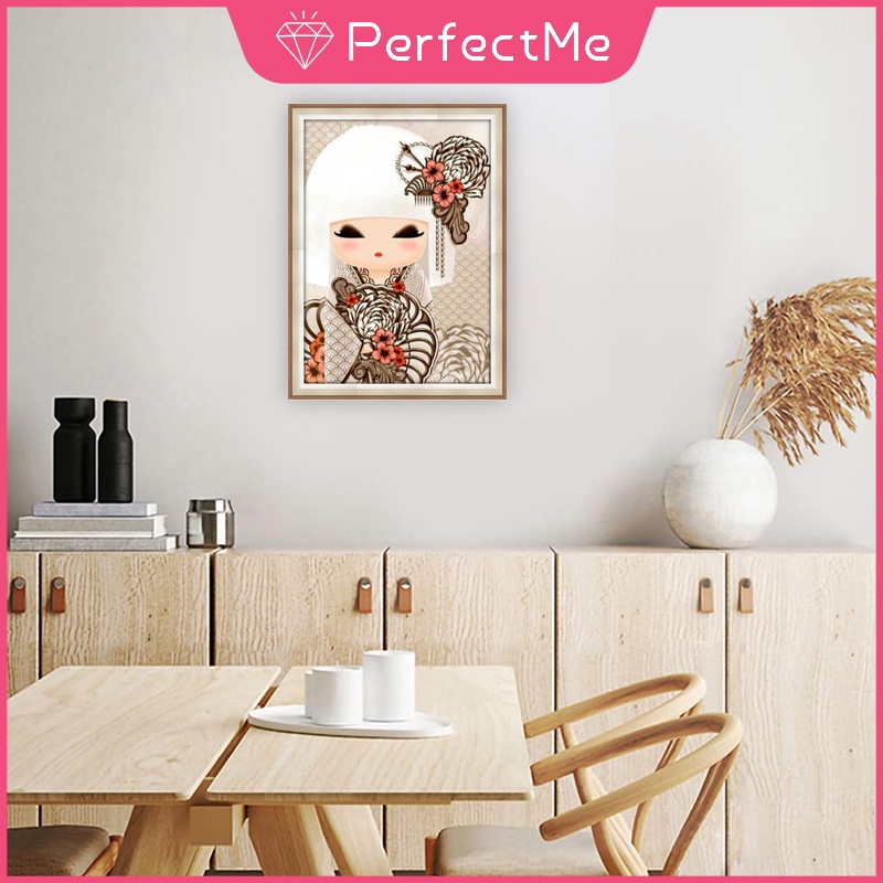 Bộ Tranh Đính Đá 5D Tự Làm 30x40cm Hình Búp Bê Nhật Bản