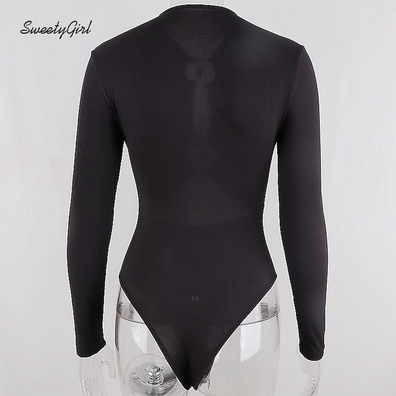 Jumpsuit tam giác cổ tròn thiết kế tay dài gợi cảm cho nữ