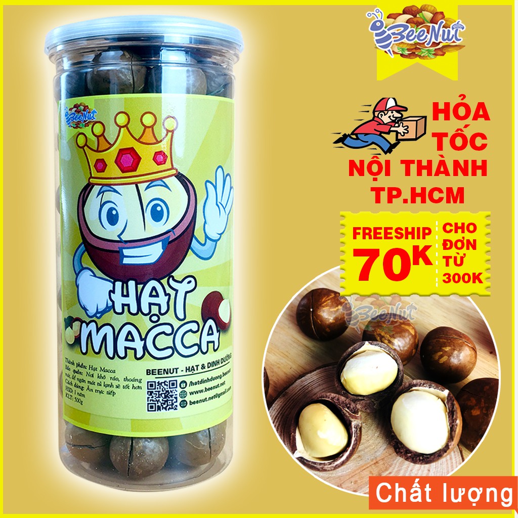 [500g] Hạt macca nứt vỏ - (Có tặng dụng cụ tách vỏ) - Hạt to, đều - Chất lượng chuẩn macca Úc - BeeNut