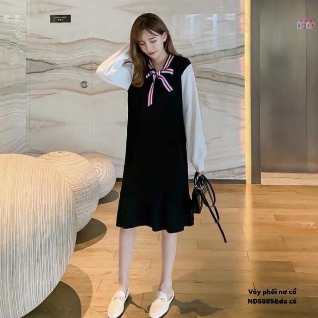 Váy đuôi  cá phối nơ cổ -ND