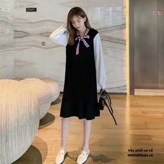 Váy đuôi cá phối nơ cổ -ND