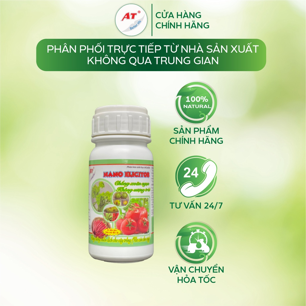 Nano Elicitor cà chua sinh học AT 250ml Chống xoăn ngọn, không sượng trái cà chua ớt, kích kháng virus