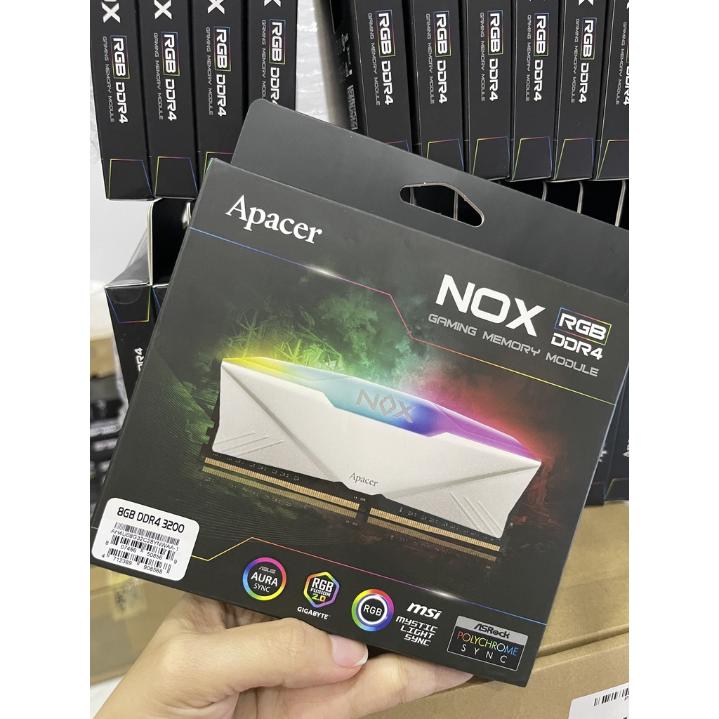 RAM DDR4 8G 3200 APACER NOX RGB WHITE NEW